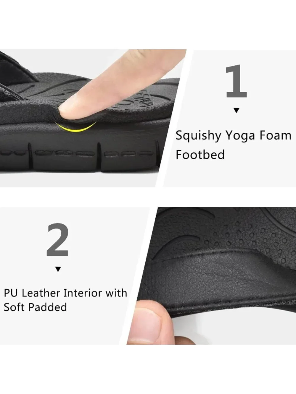Women's Black Flip Flops Lightweight Cushion Summer Beach Sandals Casual